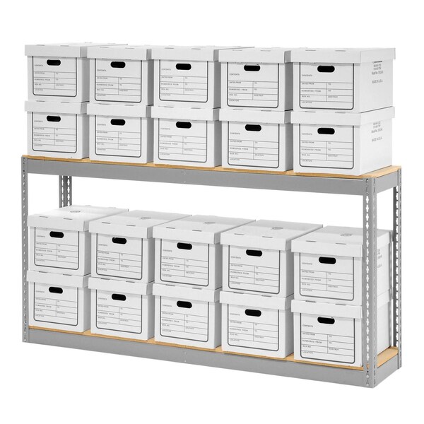 Record Storage With Boxes 72W x 15D x 36H, Gray